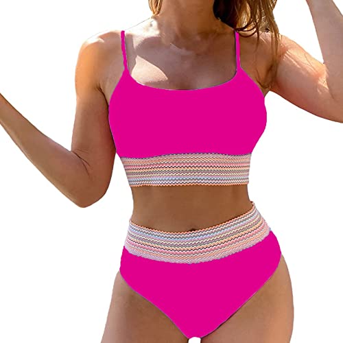 AllinKlei Damen Bikini Set High Waist Push Up Bikinitop Bademode Bauchweg...