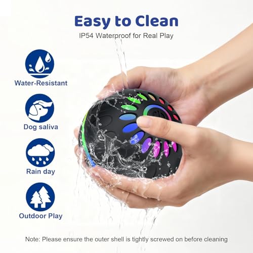 Pipihome Interaktives Hundespielzeug Ball, Hundeball Elektrisch Automatisch Rollender mit LED-Lichtern Spielball, Hundespielzeug Intelligenz für Kleine/mittlere/große Hunde, USB Wiederaufladbar