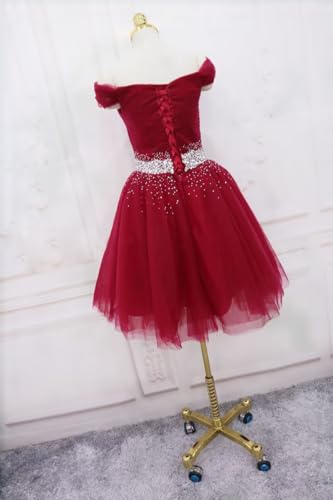 Asulla Sequins Off Shoulder Short Prom Homecoming Dresses for Teens Puffy Tulle Cocktail Party Dress2