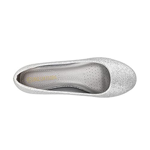 DREAM PAIRS Women's Sole-Simple Ballerina Walking Flats Shoes,Size 9,Silver/Glitter,Sole-Simple