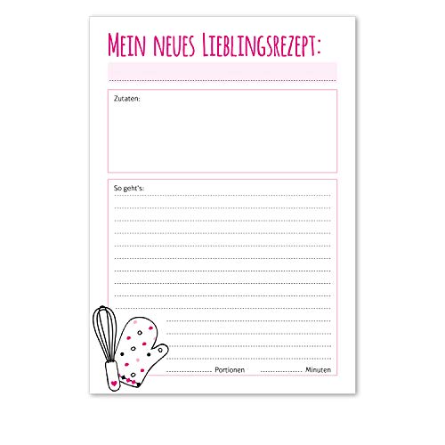 #detailverliebt 2 Rezept Blöcke á 50 Blatt | dv277 rosa | DIN A5 | Rezept-Block Rezept-Karten Meine Lieblings-Rezepte zum Kochen Backen selberschreiben sammeln