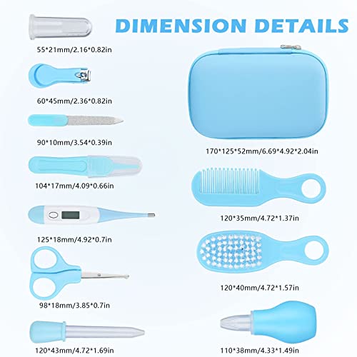 Vusddy Baby Pflegeset für Neugeborene - 10-teiliges Erstausstattung für Neugeborene - Tragbares Baby Hygiene Zubehör für Jungen und Mädchen - Ideal Neugeborenen Geschenk für Baby Shower(Blau) – Bild 3