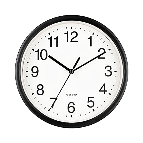 6 Inch Silent Wall Clocks Battery Operated, Non-Ticking Modern Round Clock for Bedroom, Small Wall Clock, Ideal for Home Office Kitchen School, Easy to Read (Color : Black)