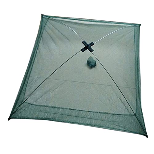 Fishing Bait Trap Foldable Crab Minnow Trap Shrimp Mesh Cast Net for Shrimp Lobster Green 23.6x23.6 Inch.