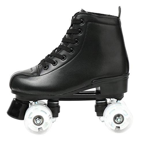 Xudrez Classic Roller Skates High-Top Double-Row Leather Roller Skates For Women And Men (Black Black Wheel,6) #TOP1