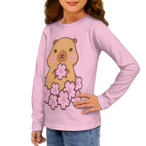 Image of Girls Long Sleeve T Shirt Cute Cartoon Crewneck Shirt for Kids 3-16Y Fall Winter Clothes