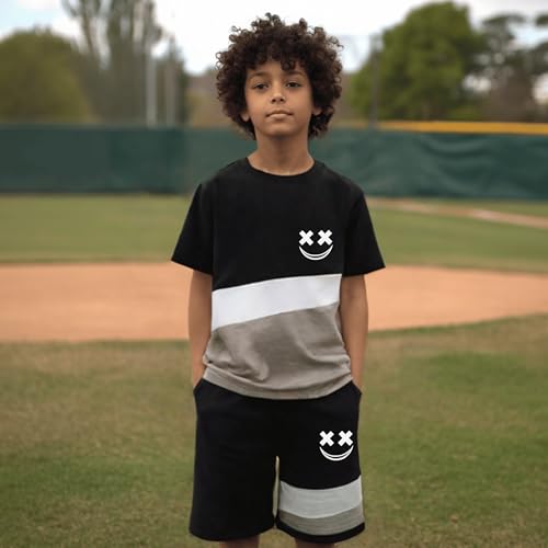 Image of Boys Clothes 2 Piece Size 6-13Y Short Sleeve T-Shirt & Shorts Set Casual Kids Boys Spring Summer Outfits