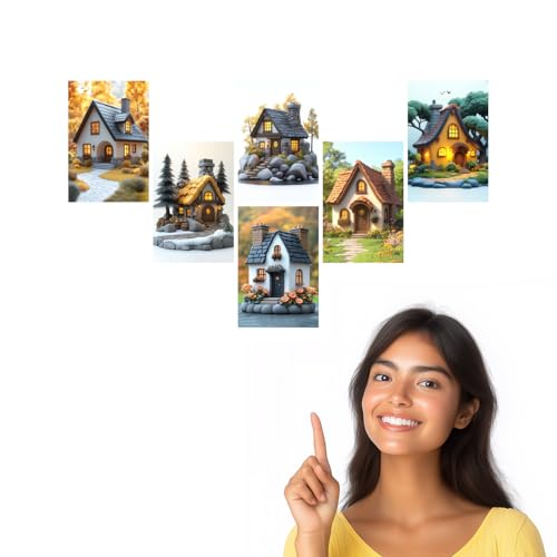 Image of SiddArtify Cottagecore Wall Art Prints Set - Whimsical House Poster Decor for Living Room Bedroom - Set of 2-4x6 Inch - Board (Pack of 6) - Sticker (Pack of 6)