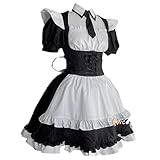 40 Code Geass CC Cosplay Black Womens Code Geass Cosplay Costume CC maid dress full set with socks (Male, L)