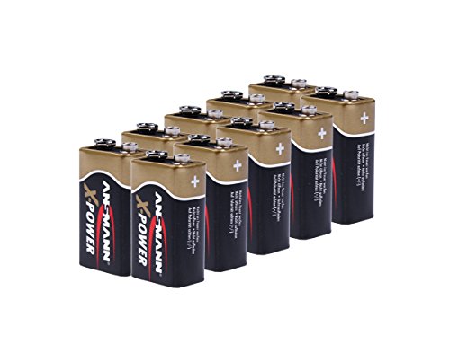 Ansmann pile alcaline 9V X-Power lot de 10 bloc 6LR61 pour alarme incendie et télécommande