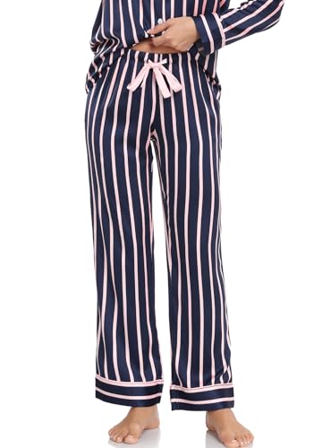 Image of Serenedelicacy Women's Satin Pajama Set Long Sleeve Button Down Sleepwear 2-Piece Silky Pj Set