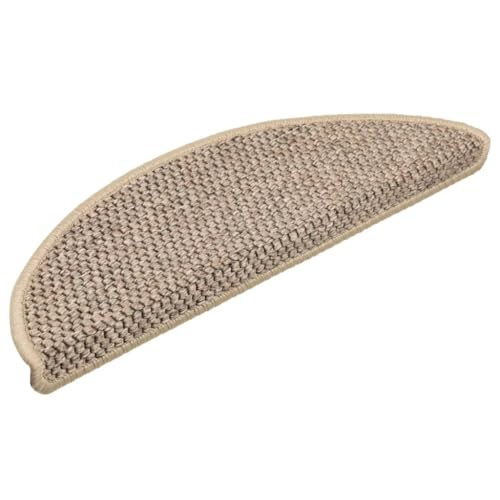 vidaXL Treppenmatten 15 STK., Stufenmatten Selbstklebend, Treppenteppich in Sisal-Optik, Treppenstufenmatte Treppenschutz, 56x17x3cm Dunkelbeige