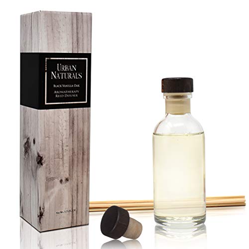 Urban Naturals Black Vanilla Oak Reed Diffuser Gift Set. With Warm Vanilla, Oak, Cedar, Patchouli And Musk Scent Notes. A Sensual, Aromatic Home Fragrance. Vegan. Made In The Usa #TOP1