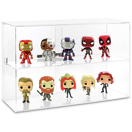 Ikee Design Acrylic Countertop Display Case, Acrylic Display Case Sliding Door Display Storage Organizer with 2 Shelves with a Lock & Key, 21 1/4