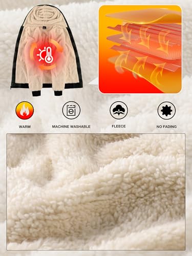 Image of ZITY Heavy Thick Hoodies for Men Plaid Flannel Warm Sherpa Fleece Lined Winter Full Zip Up Coat