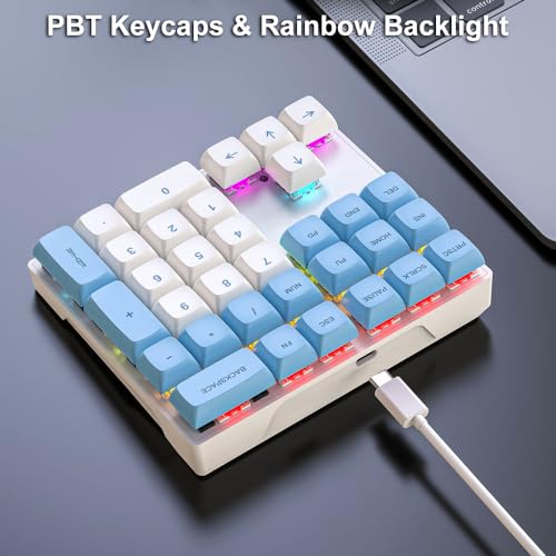 LINKEET Mechanical Numpad Rainbow Backlit Smooth Red Switches Wired USB Number Pad 33-Key NKRO Numeric Keypad with XDA PBT Keycaps External Keyboard Num Pad for Laptop, Mac - White Blue by LINKEET - Image 5