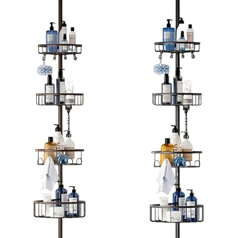 ESSEME Corner Shower Caddy Tension Pole - Black and Bronze Cover