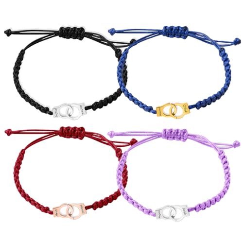 Custom Name Handcuff Bracelet for Best Friend Couple Partners in Crime Bracelet Personalized Friendship Gifts Bff Bracelets Birthday Gifts for Women Men Friends Sisters Couples Handcuffs Bracelets