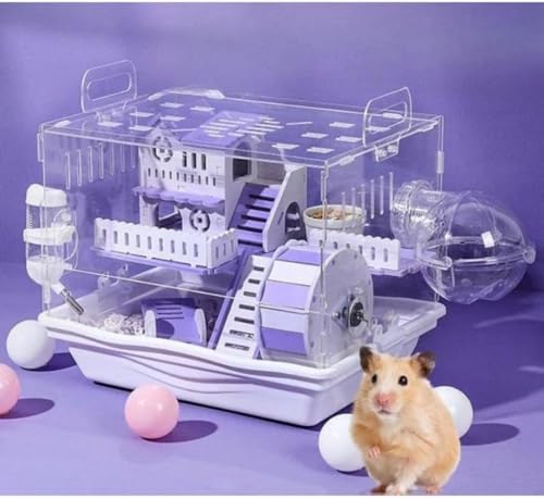ゴールデンハムスター ハムスター ケージ ハムスター ケージ ゴールデンハムスター用 ハムスターゲージ小 モルモット ケージ ハムスター ケージ 透明 アクリル製 (B,パープルです)