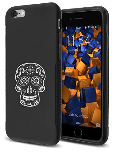 mumbi Mobile Phone Case Compatible with iPhone 6 / 6S Double Grip with Calavera Motif White/Black, Black Calavera White