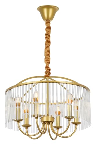 GONGKAI Lámpara de araña de Lujo, lámpara Colgante Vintage para Interiores, lámpara de araña de Lujo, 6 Luces, lámpara de Techo suspendida de Cristal para vestíbulo, lámpara de araña de lu