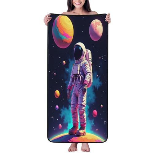 Serviettes de bain en coton et microfibre pour le corps design astronaute
