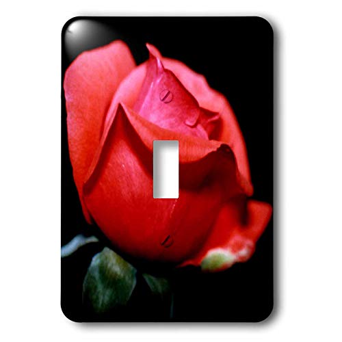 Interrupteur à bascule simple avec plaque imprimée fleurs Rosebud Red