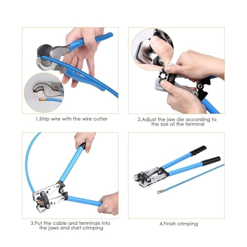 Terminales de anillo de cobre con crimpadora hexagonal HX-50B de 60 piezas para cables 4