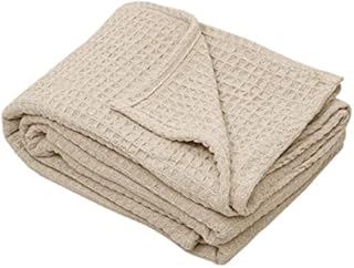 Amazon Brand - Umi Medium Size Taupe 100% Cotton Traditional Woven Honeycomb Waffle Chair Sofa Bed Blanket Throw Over Cover Bedspread (Taupe, 50"x60")