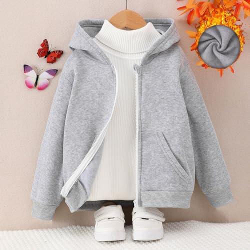Windbreaker Kids Boys Autumn Winter Shirt Solid Long Sleeve Boys Hoodie Coat Clothes Outwear Winter (Grey, 4-5 Years)3