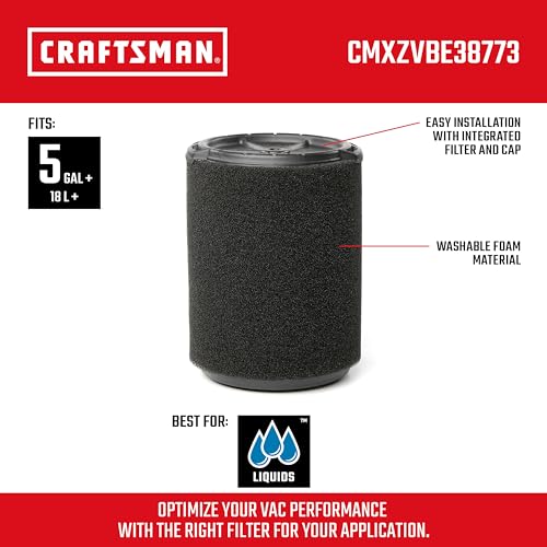 Image of CRAFTSMAN CMXZVBE38773 Wet Application Filter for 5 to 20 Gallon Wet /Dry Vacs and Shop Vacuums