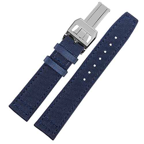 Bracelet montre IWC Pilot en nylon tressé vert 21mm avec une boucle en acier premium