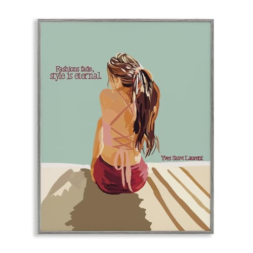 Stupell Industries Style is Eternal Motivating Fashion Quote Beach Woman Framed Wall Art, Design By Amelia Noyes, 24 x 30, Grey Framed