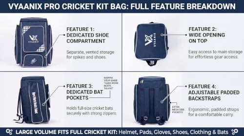 Image of Cricket Kit Bag with Backpack Straps (Navy)