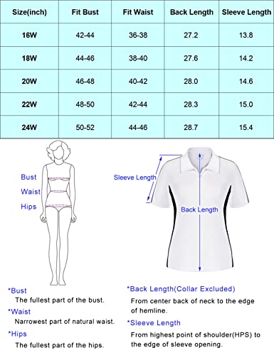 Women's Dry Fit Golf Polo Plus Size Zipper Moisture Wicking Tennis Shirt Fashionable Collared Polo Shirts Blue 20W #TOP6