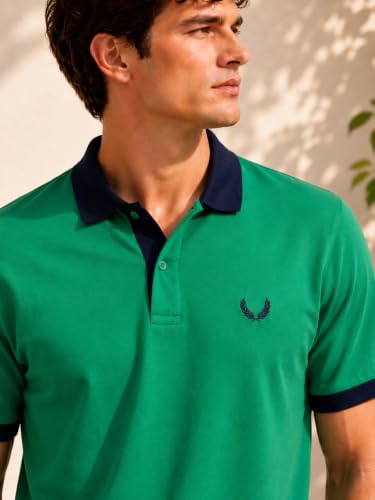 Image of Mens Pique Polo T-Shirt | Cotton Rich, Smart Fit Polo with Embroidered Logo | Casual & Sports Wear | Polo T-Shirt for Men