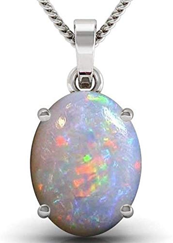 Natural Opal 8.25 Ratti ASHTdhatu Silver Plated Pendant - Fire Opal Stone Original Certified for Men & Women by Lab Certified-image-47