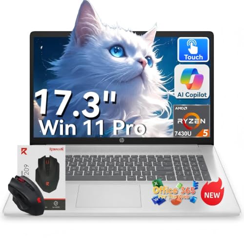 Image of HP 17 Inch Touchscreen Laptop - AMD Ryzen 5 7430U 32GB RAM 1TB SSD W11 Pro | 17.3 inch HD+ Anti-Glare Display, Wi-Fi 6, Bluetooth 5.4, Fast Charge, AI Copilot - 2026 New Laptop for Business & Student