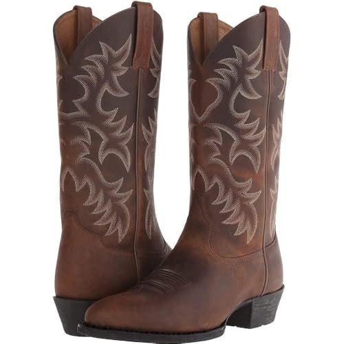 Cowboy Boots for Men Pointy Toe Western Boots Mid Calf Boots Men's Knee High Embroidered Chunky Heel Boot2