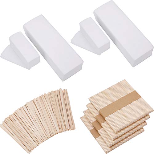800 Pieces Wax Strips Sticks Kit, Non-Woven Waxing Strips and Wax Applicator Stick for Face Body Skin Hair Removal
