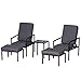 Outsunny Conjunto Mueble Exterior Apto Jardin Incluye 2 Sillas 2 Taburetes 1 Mesa para Café con Cojín Suave 5 Niveles en Respaldo Reclinable Gris y Negro 50x50x82/77/70/60/50cm