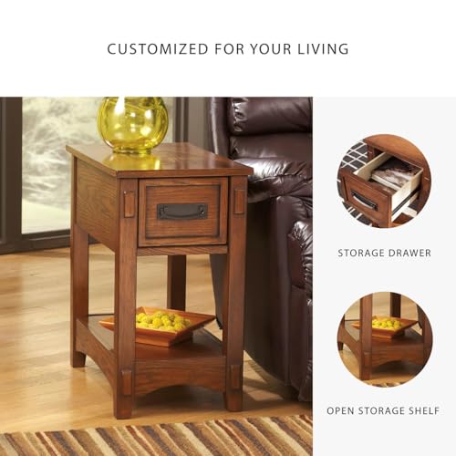 Image of Signature Design by Ashley Breegin Narrow Sofa Side End Table, Brown, 13 inch