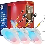 GE Cync Reveal HD+ Smart LED Recessed Downlight Fixture, Color Changing LED Light, Works with Alexa and Google Home, Matter Compatible, Ceiling Light Fixture, 6 Inch (3 Pack)