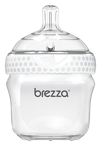 Baby Brezza Two Piece Natural Baby Bottle with Lid - Ergonomic, Wide Neck Design Makes it The Easiest to Clean - Modern Look - Anti-Colic - BPA Free Plastic - White - 5 Ounce - 1 Bottle