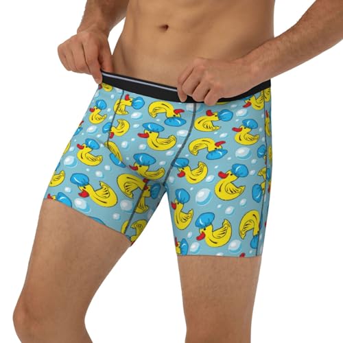 Funny Cute Duck Bubble Mens Extended Underwear Length Boxer Briefs Comfort Breathable Underwear For Men