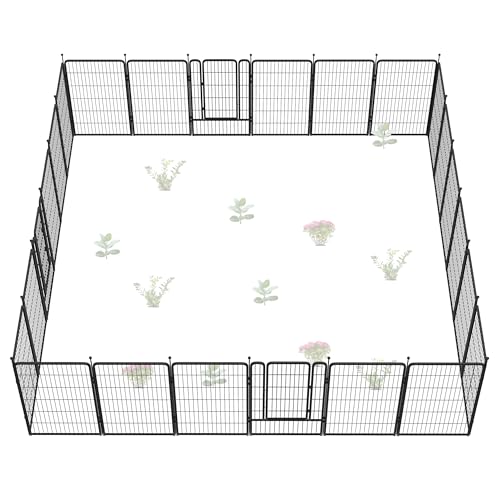 Image of FXW Garden Fence Outdoor for the Yard - 45in(H) x 54.7ft(L) Heavy Duty Metal Animal Barrier for Dog, No Dig Decorative Dog Fence, 24 Panels, Black