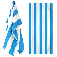 GEEZY Microfibre Beach Towel, Blue Striped - Quick Drying, Lightweight, Sand-Free, Large & Durable, Summer Design - Beach Essentials for Travel, Holiday, Swimming, Sauna, Adults & Kids, 70x140cm