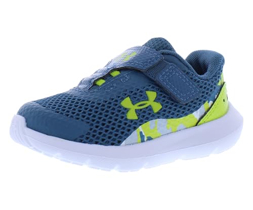 Under Armour Surge 3 Alternate Closure Print Infant/Toddler Shoes Size 8, Color: Static Blue/Lime Surge/Blue