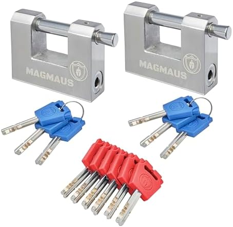 Magmaus® SDL50 [gesloten beugel] zwaar uitgevoerd slot met 3 sleutels - [roestvrij staal] weerbestendig hangslot voor buitengebruik - ideaal voor opslagruimtes, zeecontainers en poorten
