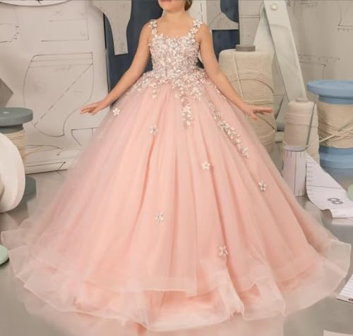 Tulle Flower Girl Dresses for Wedding Floral Appliques Princess Kids Pageant Dress Girls Birthday Party Ball Gown2